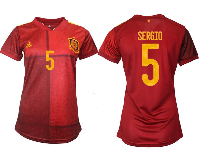 Women 2021-2022 Club Spain home aaa version red #5 Soccer Jerseys->women soccer jersey->Women Jersey
